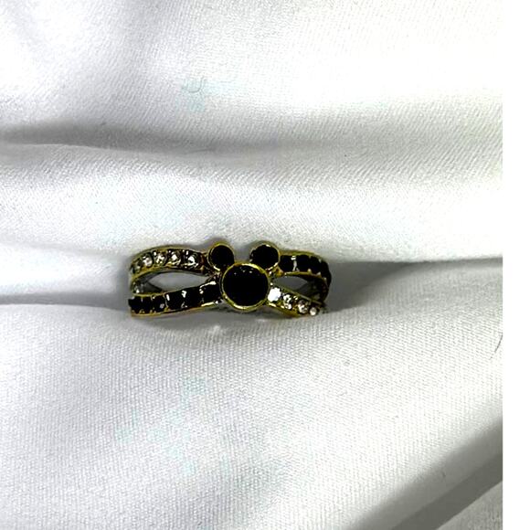 Mouse Shaped Black Onyx Syn Cubic ZIrconia RIbbons of Crystals Size 9 - Picture 14 of 14